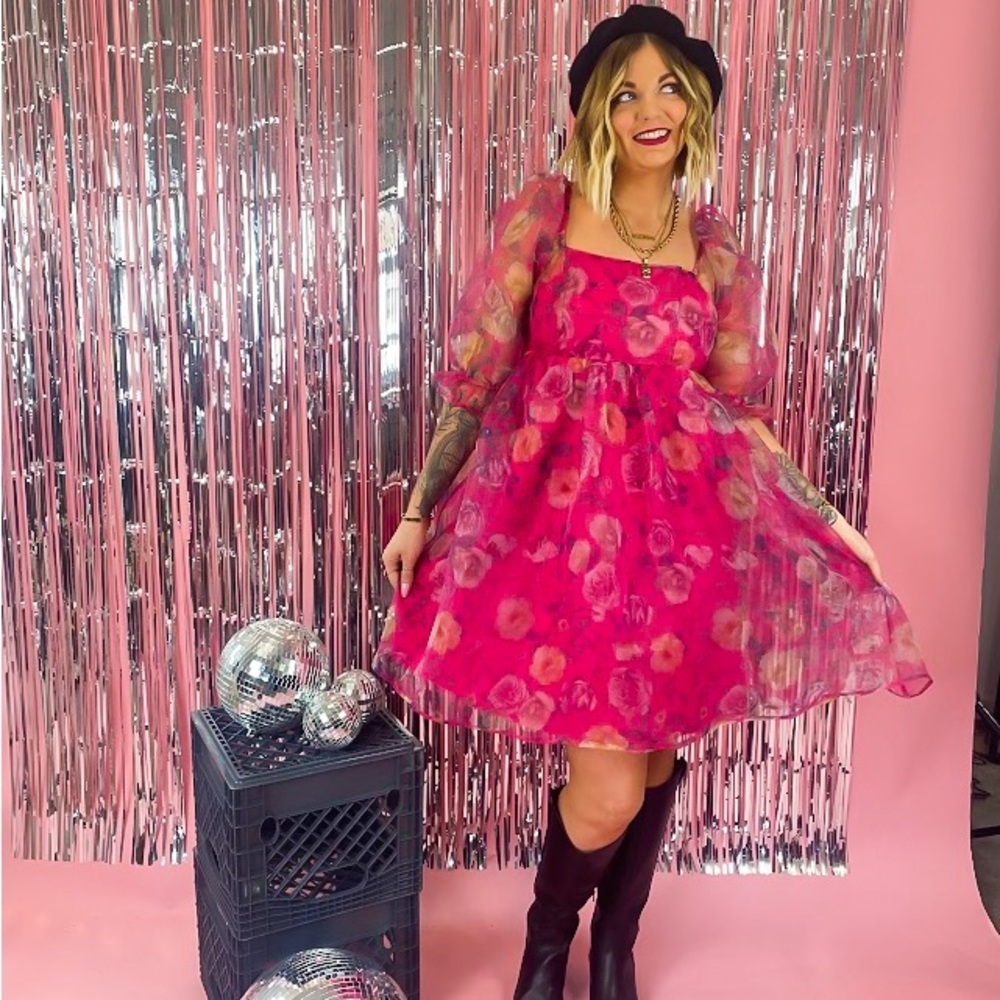 A Night in Paris Floral Organza Dress